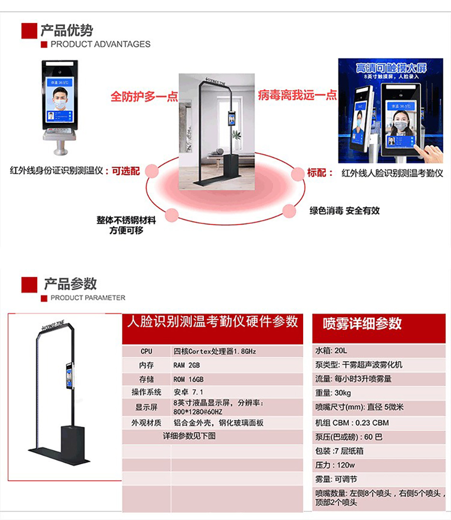 多功能測(cè)溫消毒門(mén)